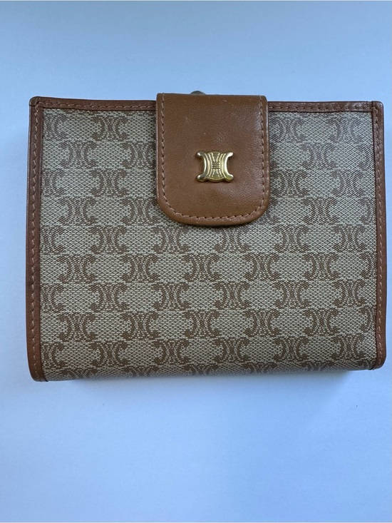 Celine Handbags - Celine Brown Monogram Canvas Leather Trim Wallet with Gold Hardware